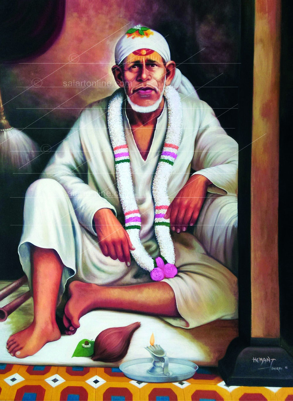 Shirdi Sai Baba  Dwarkamai Hand Painting Canvas Reprint photo, Picture/Poster
